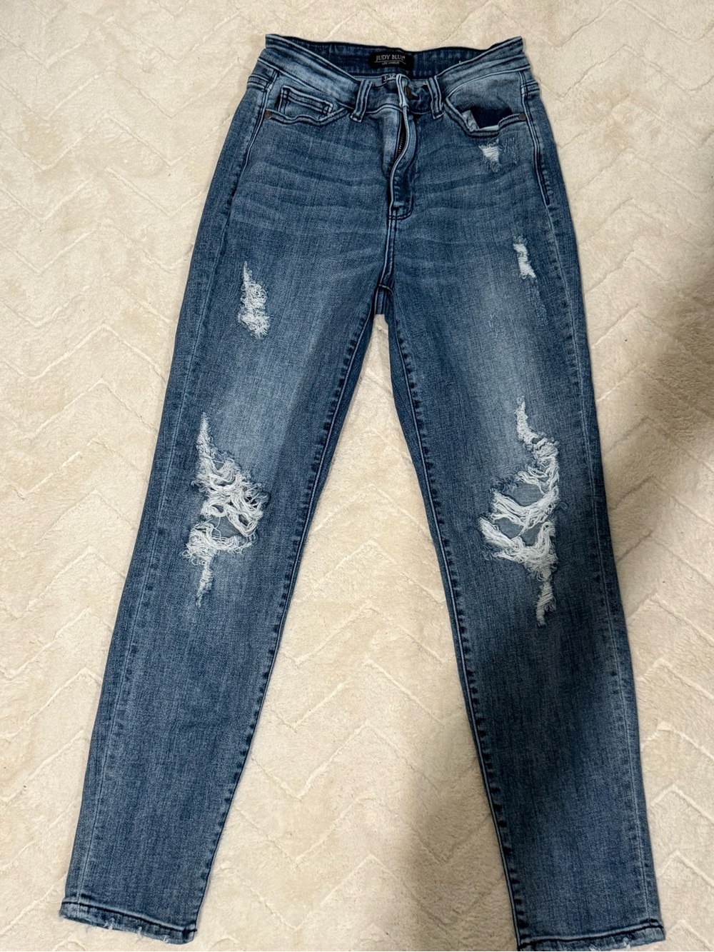 Judy Blue Dark Blue Distressed Boyfriend Jeans